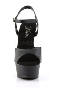 Pleaser DELIGHT-609 Platform Sandal in Black Faux Leather