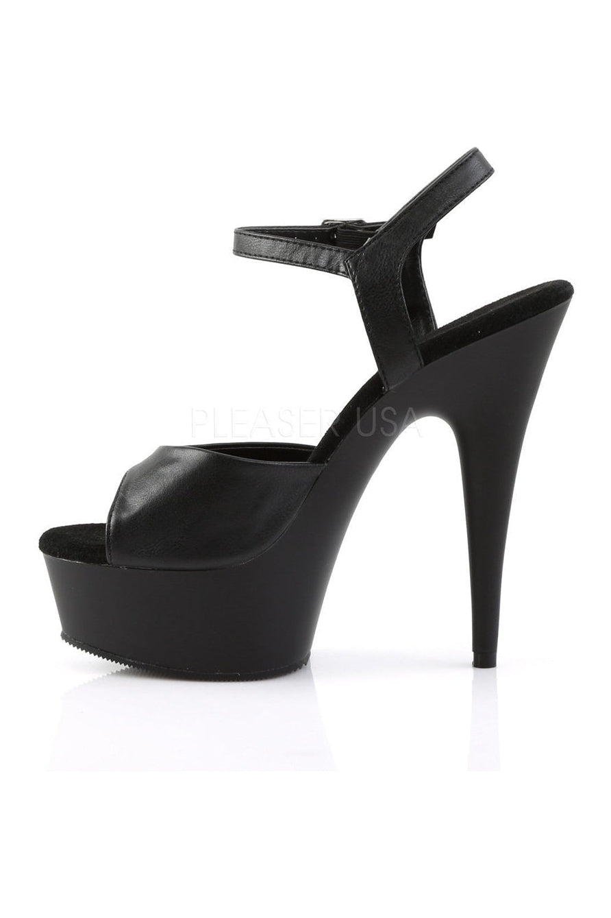 Pleaser DELIGHT-609 Platform Sandal in Black Faux Leather