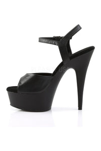 Pleaser DELIGHT-609 Platform Sandal in Black Faux Leather