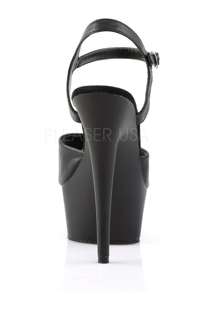 Pleaser DELIGHT-609 Platform Sandal in Black Faux Leather