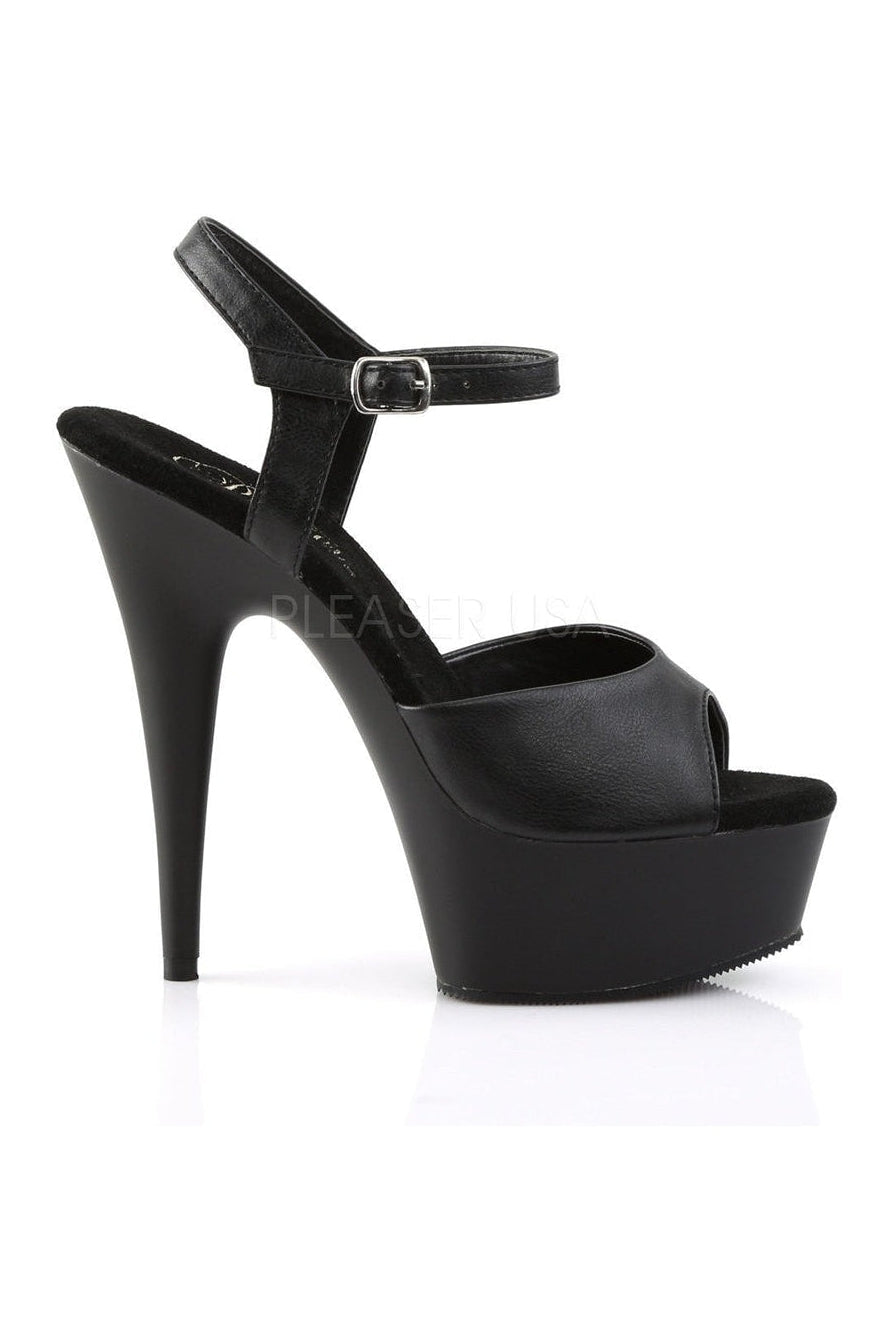 Pleaser DELIGHT-609 Platform Sandal in Black Faux Leather