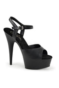 DELIGHT-609 Platform Sandal  | Black Faux Leather