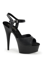 DELIGHT-609 Platform Sandal  | Black Faux Leather