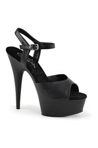 Pleaser DELIGHT-609 Platform Sandal in Black Faux Leather from SexyShoes.com