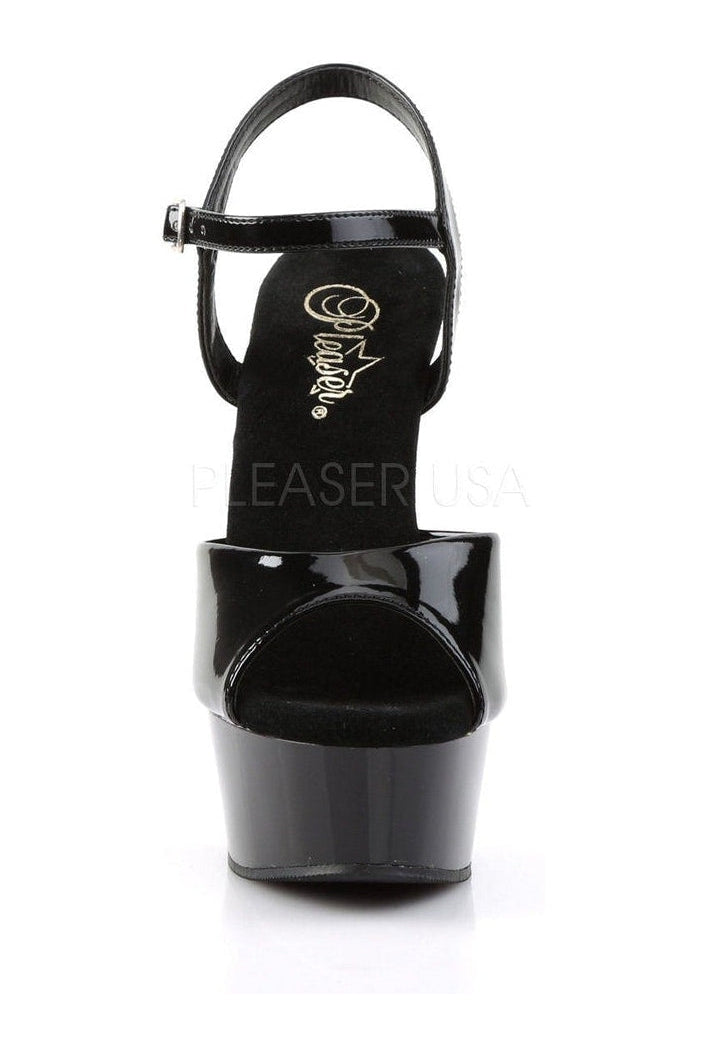 DELIGHT-609 Platform Sandal | Black Patent-Pleaser-Sandals-SEXYSHOES.COM