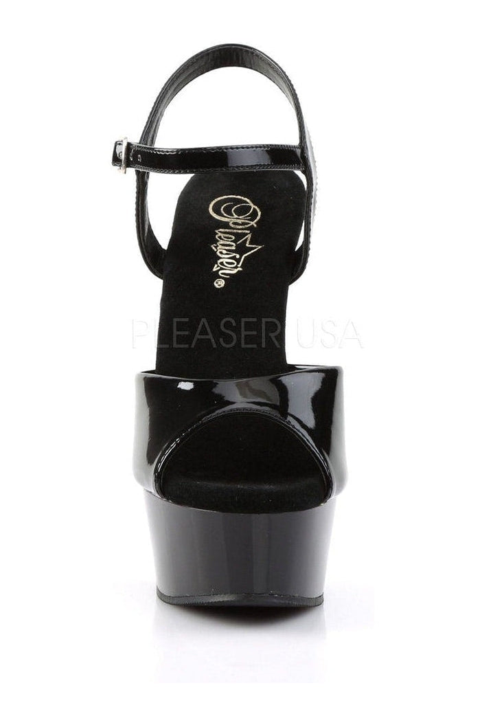 Pleaser DELIGHT-609 Platform Sandal in Black Patent