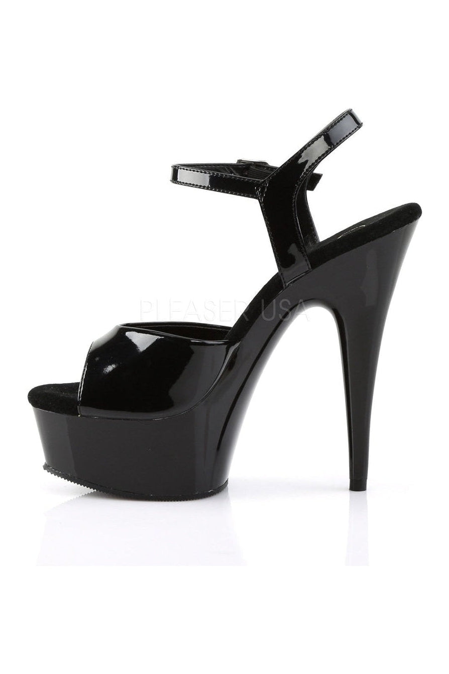 Pleaser DELIGHT-609 Platform Sandal in Black Patent