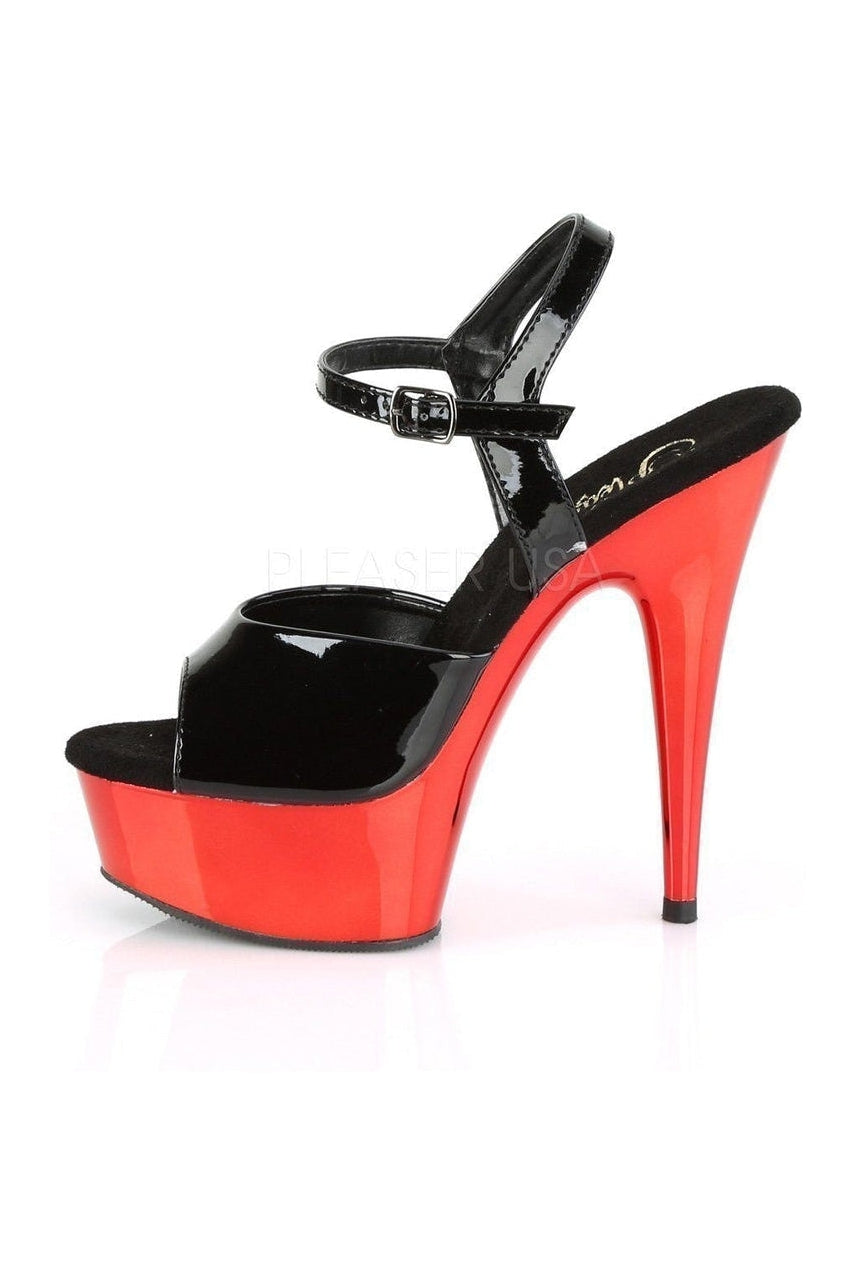 DELIGHT-609 Platform Sandal | Black Patent-Pleaser-SEXYSHOES.COM