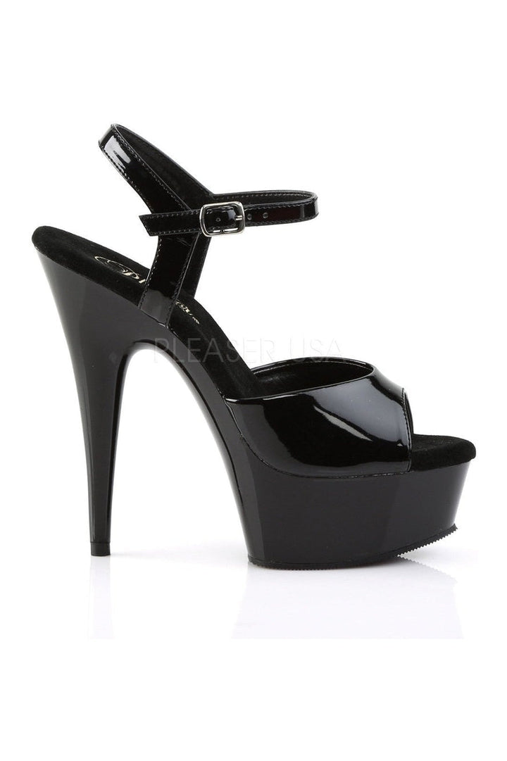 DELIGHT-609 Platform Sandal | Black Patent-Pleaser-Sandals-SEXYSHOES.COM