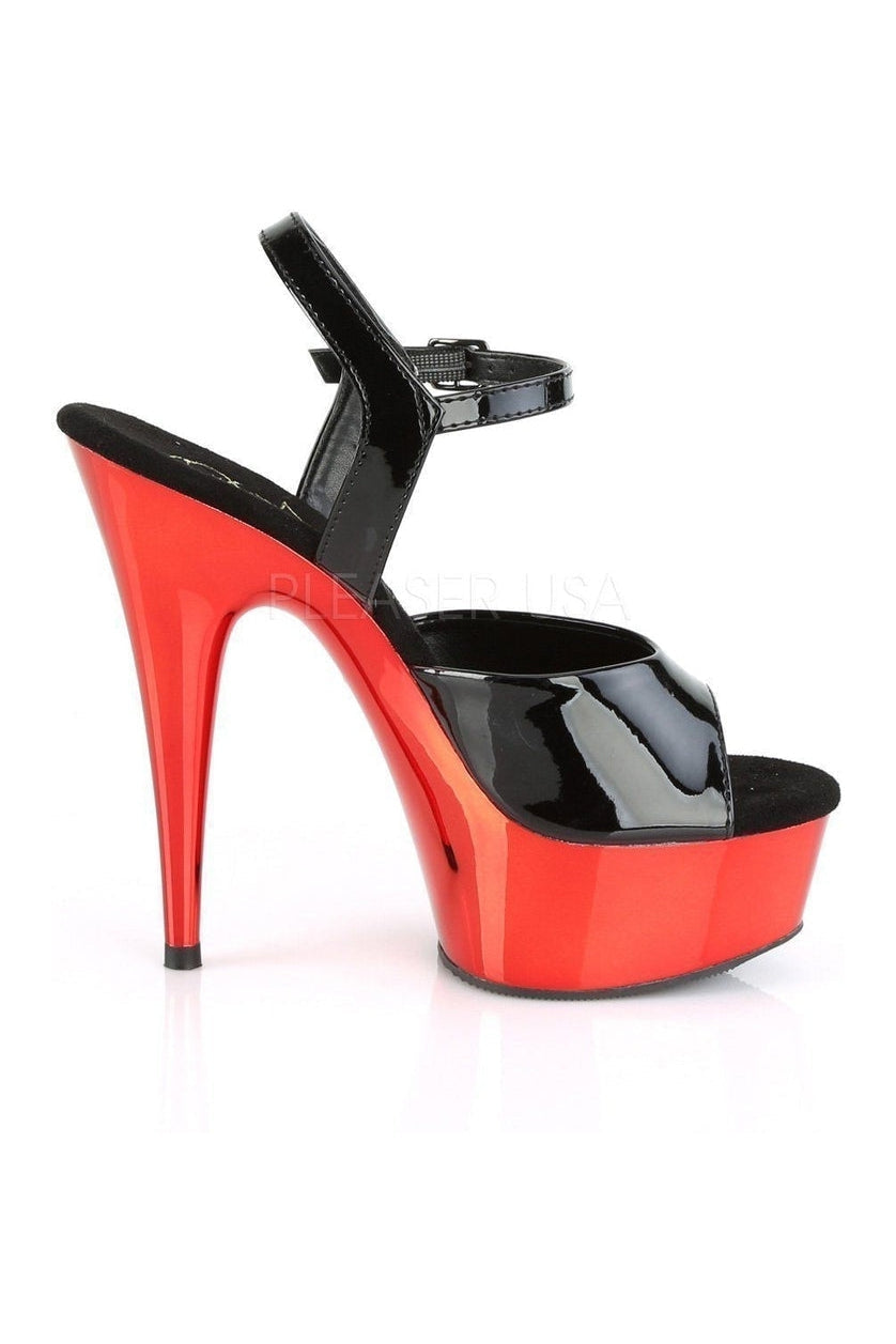 DELIGHT-609 Platform Sandal | Black Patent-Pleaser-SEXYSHOES.COM