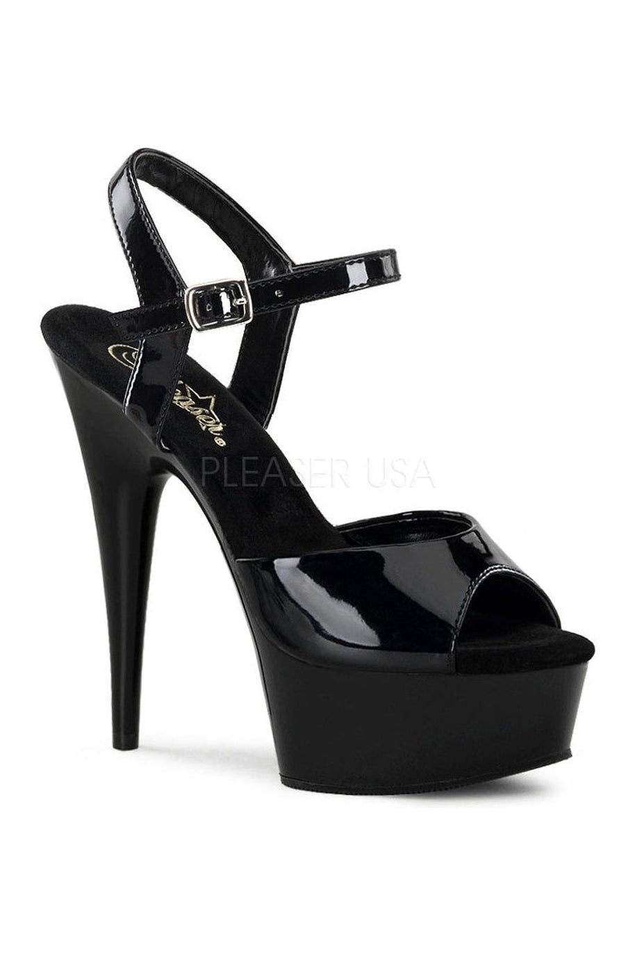 DELIGHT-609 Platform Sandal | Black Patent-Pleaser-Black-Sandals-SEXYSHOES.COM