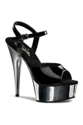 DELIGHT-609 Platform Sandal  | Black Patent
