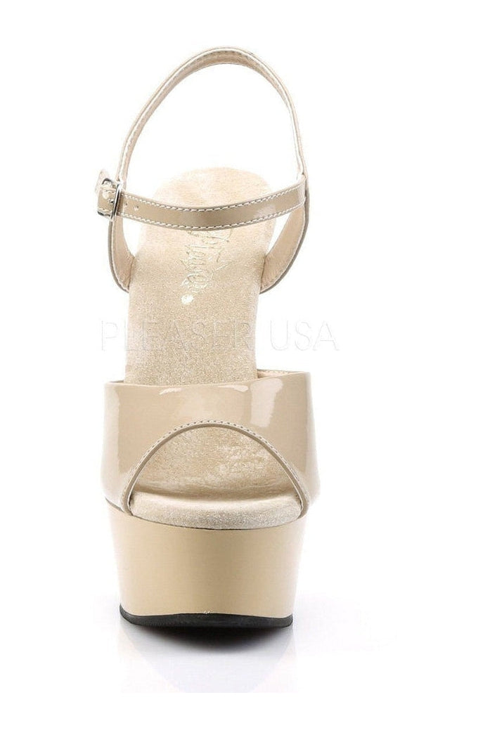 Pleaser DELIGHT-609 Platform Sandal in Bone Patent