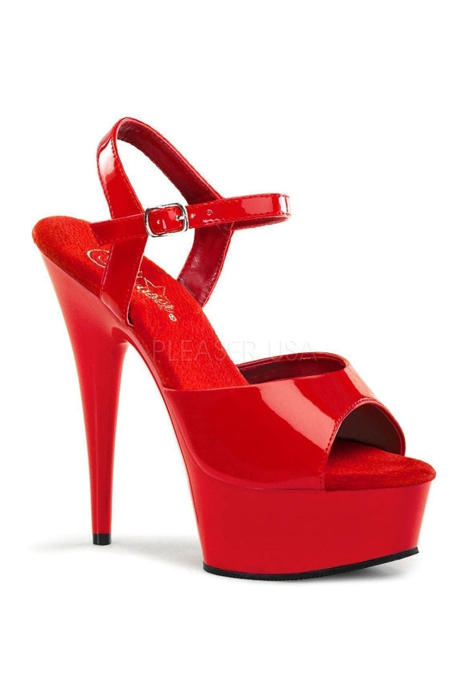 Pleaser DELIGHT-609 Platform Sandal in Red Patent from SexyShoes.com