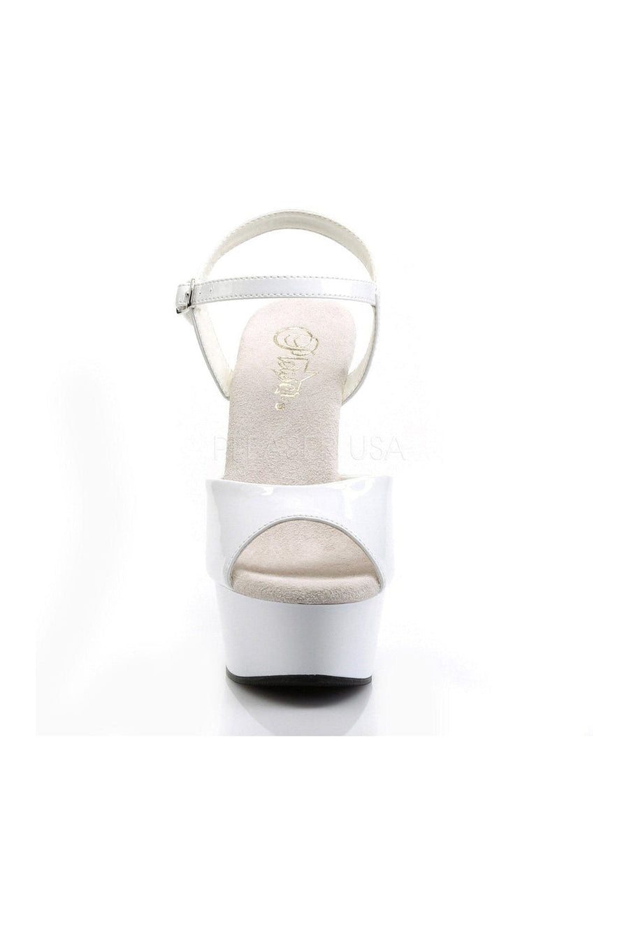Pleaser DELIGHT-609 Platform Sandal in White Patent