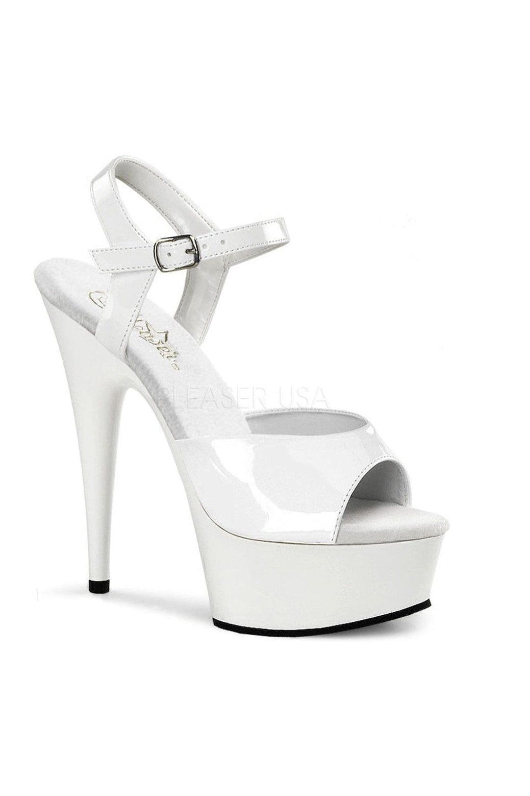 Pleaser DELIGHT-609 Platform Sandal in White Patent from SexyShoes.com
