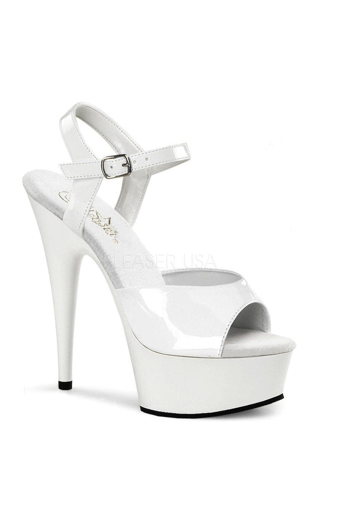 DELIGHT-609 Platform Sandal | White Patent-Pleaser-White-Sandals-SEXYSHOES.COM