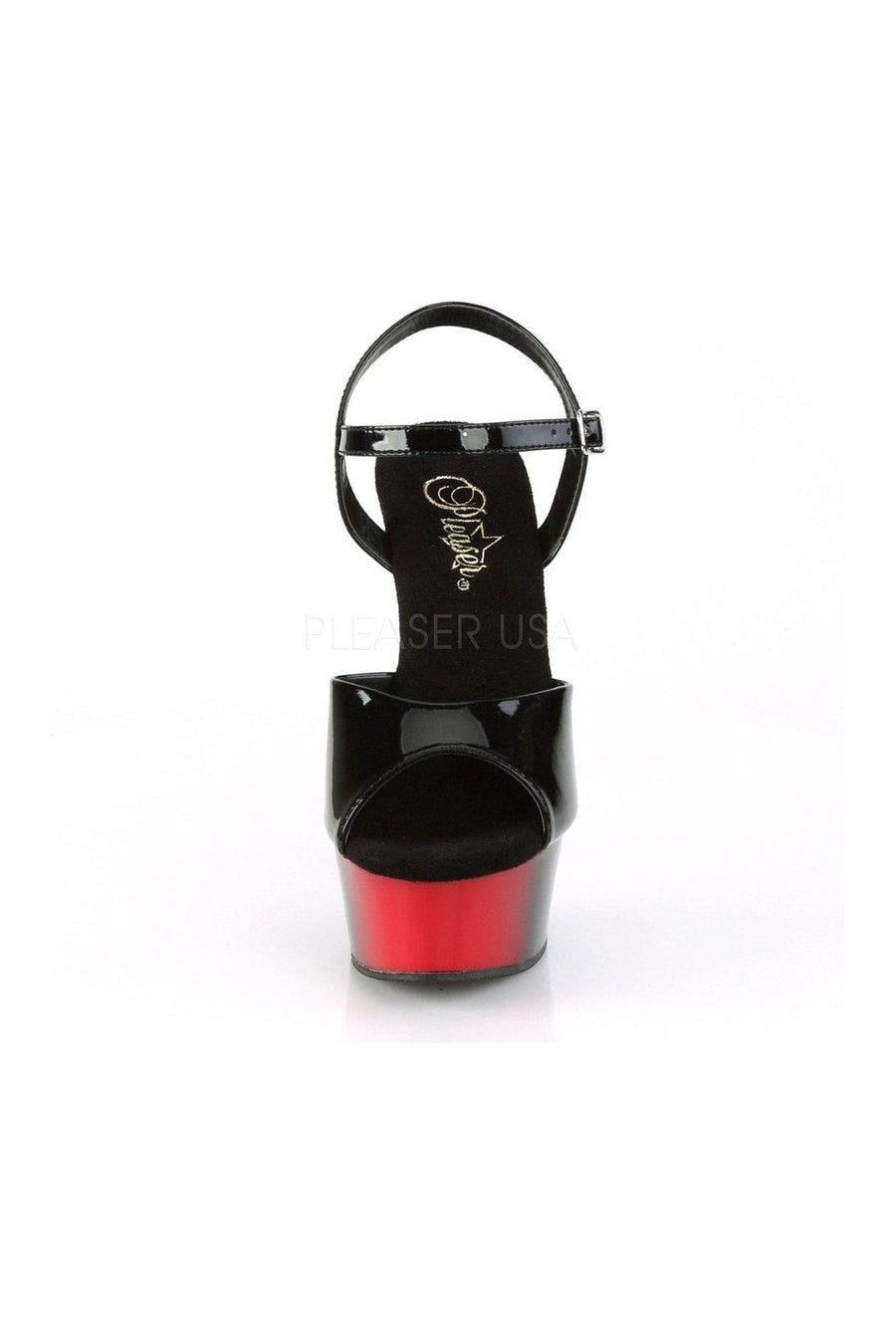 Pleaser DELIGHT-609BR Platform Sandal in Black Patent