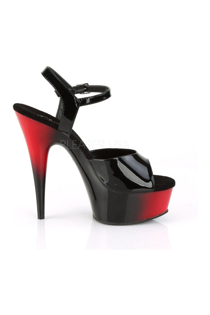 DELIGHT-609BR Platform Sandal | Black Patent-Pleaser-SEXYSHOES.COM