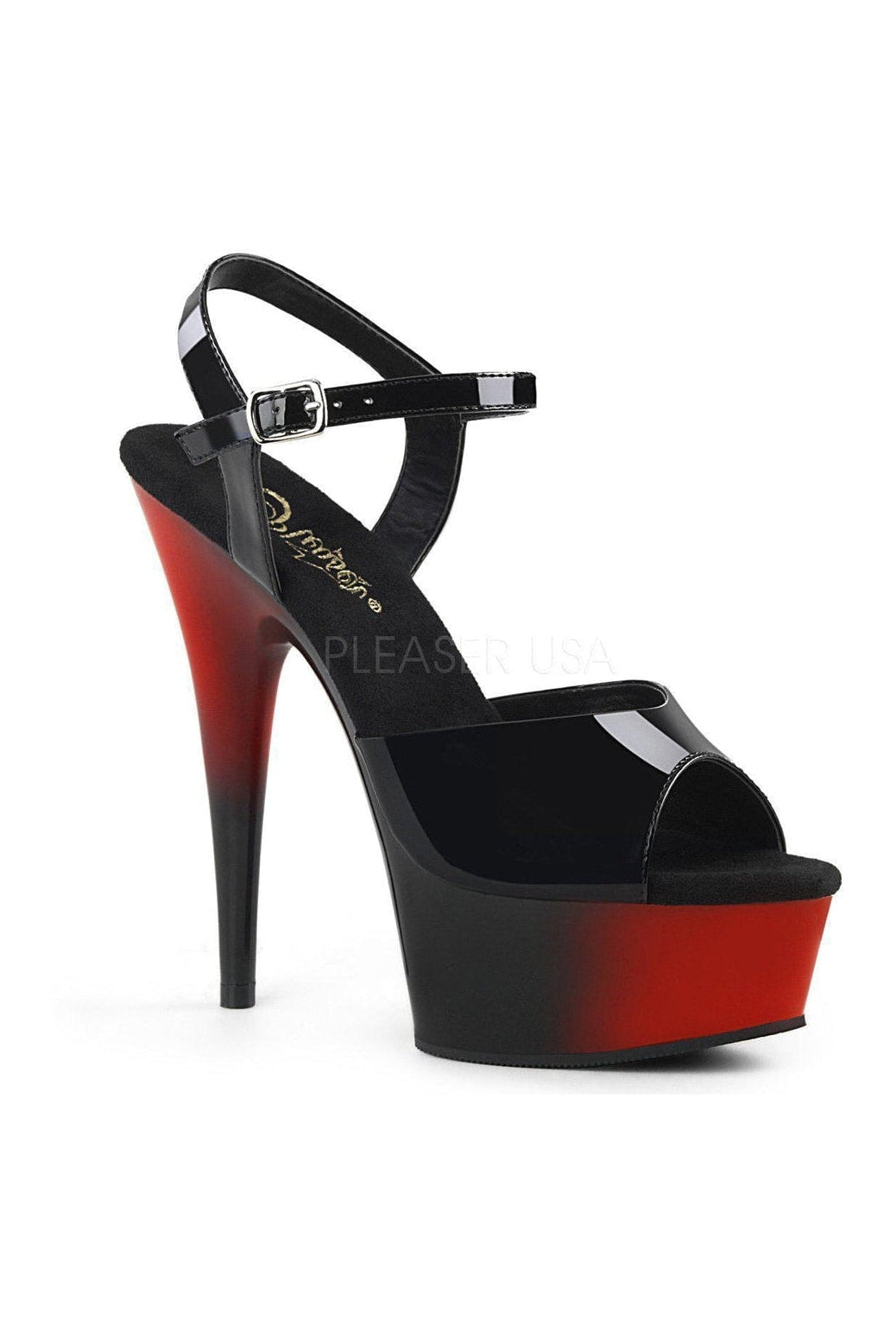 Pleaser DELIGHT-609BR Platform Sandal in Black Patent from SexyShoes.com