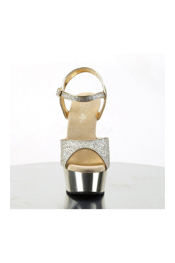 DELIGHT-609G Platform Sandal | Gold Glitter-Pleaser-Sandals-SEXYSHOES.COM