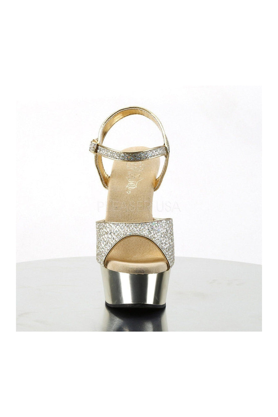 Pleaser DELIGHT-609G Platform Sandal in Gold Glitter