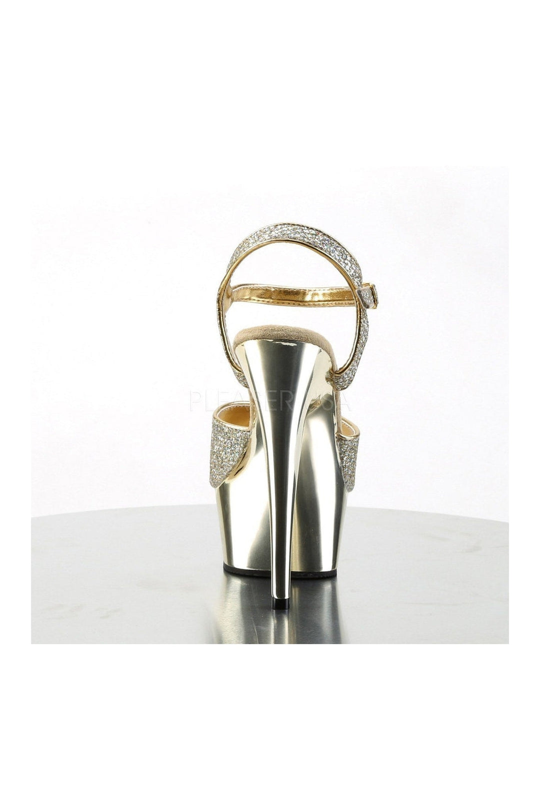 Pleaser DELIGHT-609G Platform Sandal in Gold Glitter