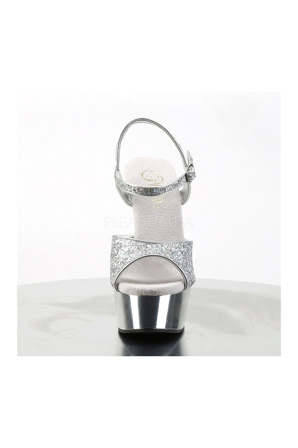 Pleaser DELIGHT-609G Platform Sandal in Silver Glitter