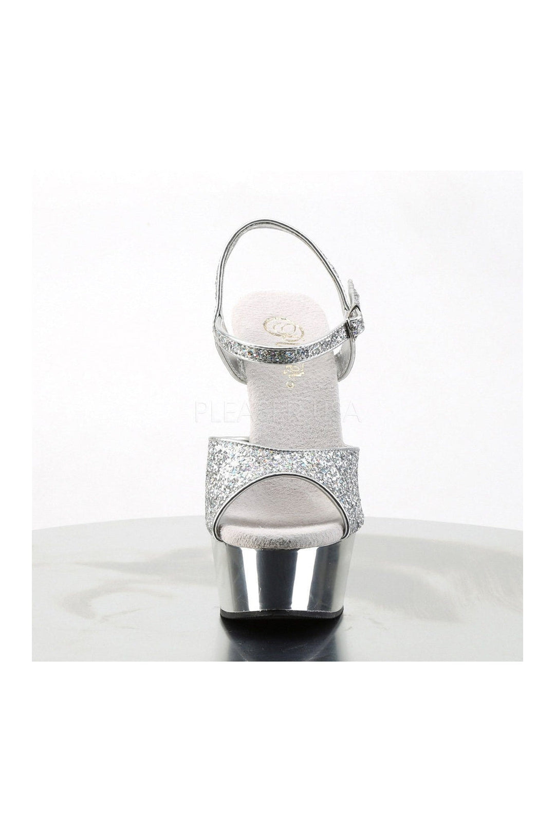 Pleaser DELIGHT-609G Platform Sandal in Silver Glitter