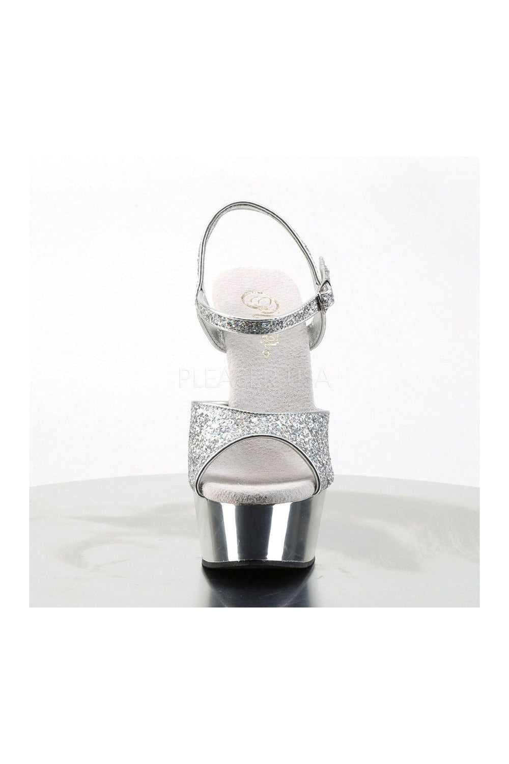 DELIGHT-609G Platform Sandal | Silver Glitter-Pleaser-Sandals-SEXYSHOES.COM