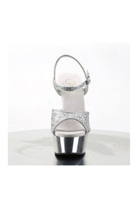 Pleaser DELIGHT-609G Platform Sandal in Silver Glitter