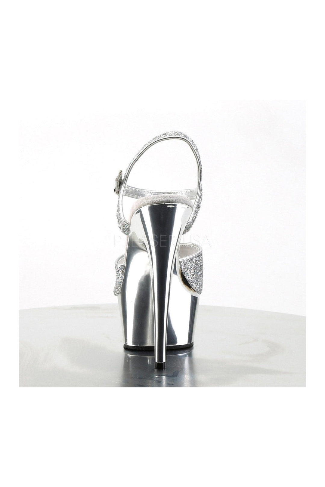 Pleaser DELIGHT-609G Platform Sandal in Silver Glitter