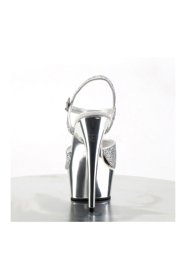 DELIGHT-609G Platform Sandal | Silver Glitter-Pleaser-Sandals-SEXYSHOES.COM