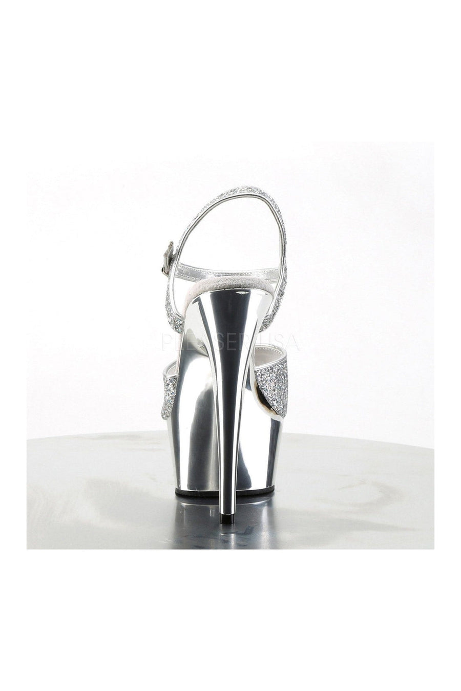 Pleaser DELIGHT-609G Platform Sandal in Silver Glitter