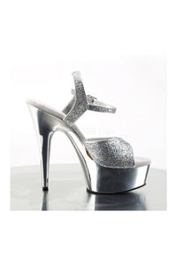 Pleaser DELIGHT-609G Platform Sandal in Silver Glitter