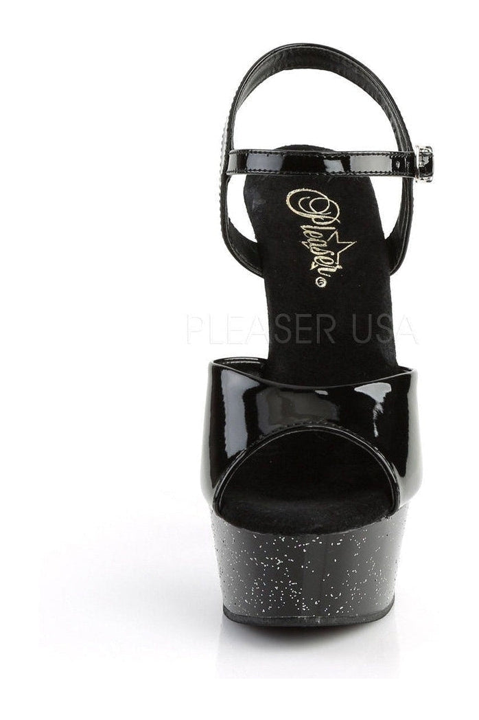 DELIGHT-609MG Platform Sandal | Black Vinyl-Pleaser-Sandals-SEXYSHOES.COM