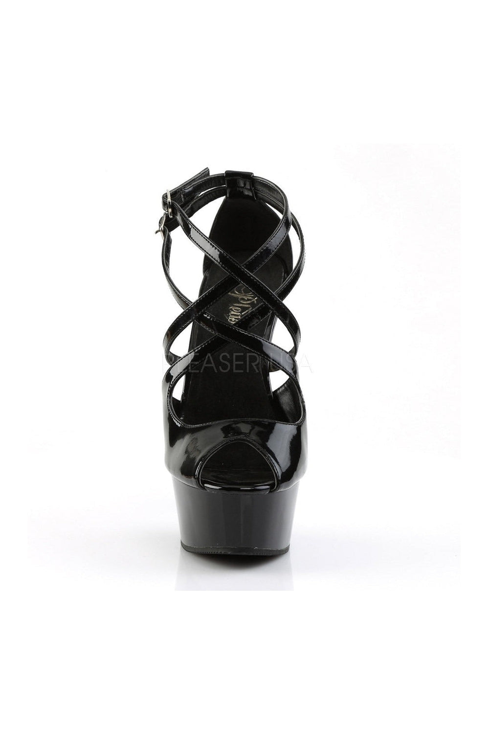 Pleaser DELIGHT-612 Platform Sandal in Black Patent