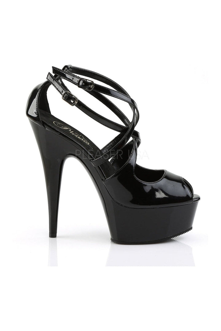 DELIGHT-612 Platform Sandal | Black Patent-Pleaser-Sandals-SEXYSHOES.COM