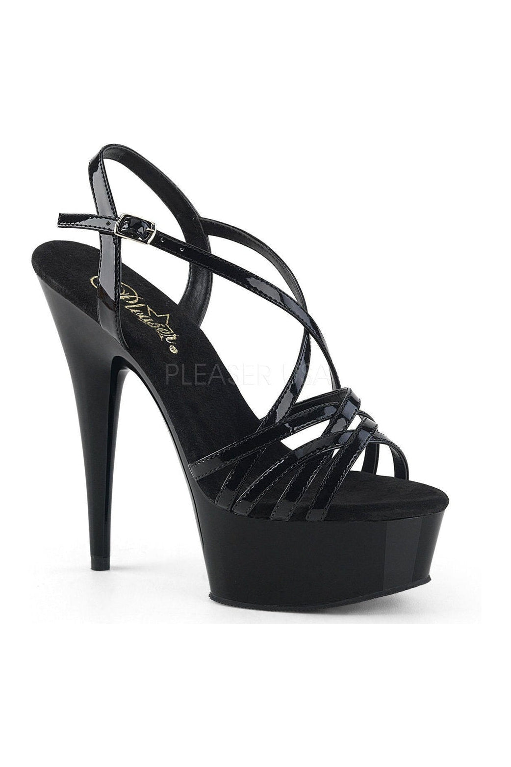Pleaser DELIGHT-613 Platform Sandal in Black Patent from SexyShoes.com
