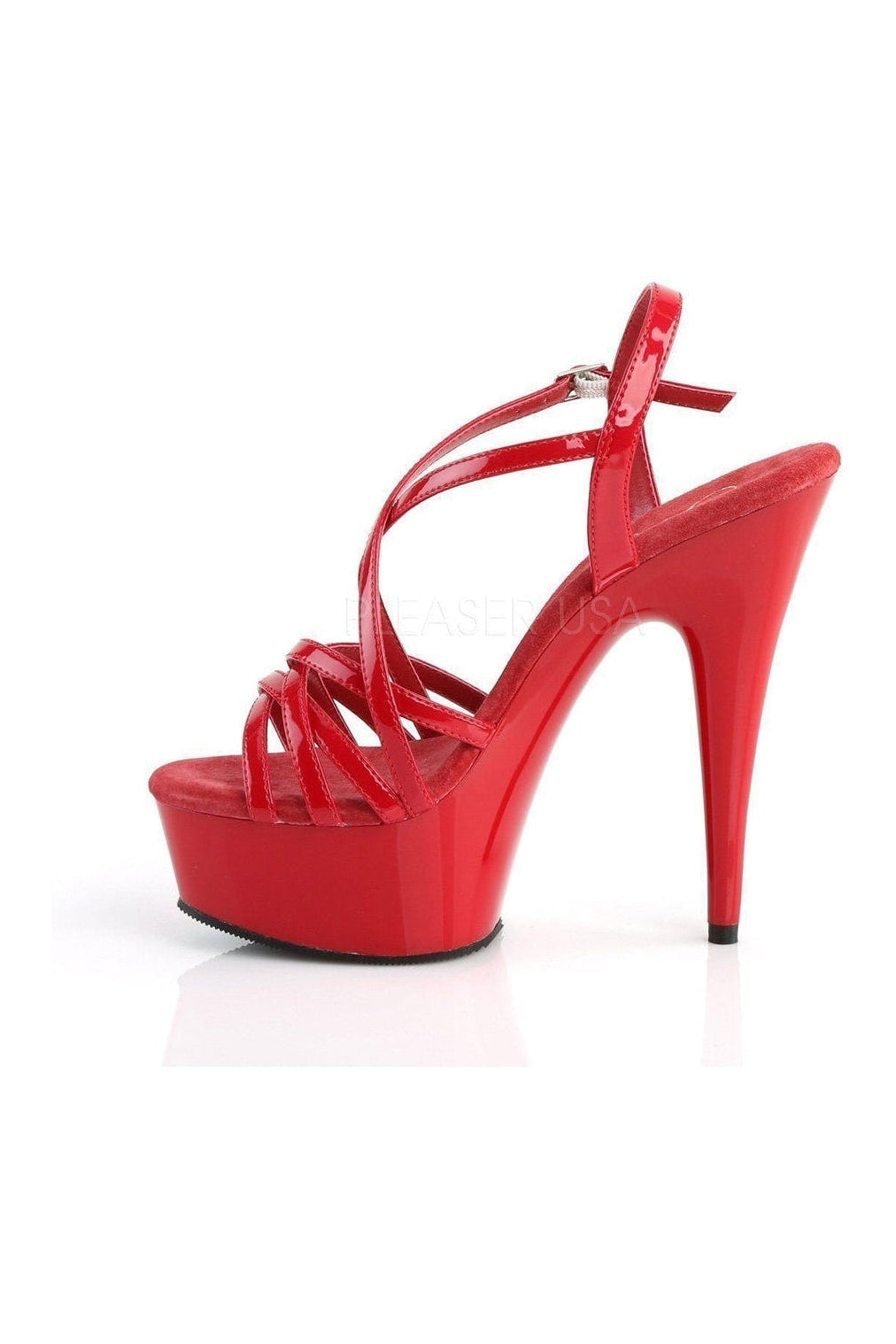 Pleaser DELIGHT-613 Platform Sandal in Red Patent