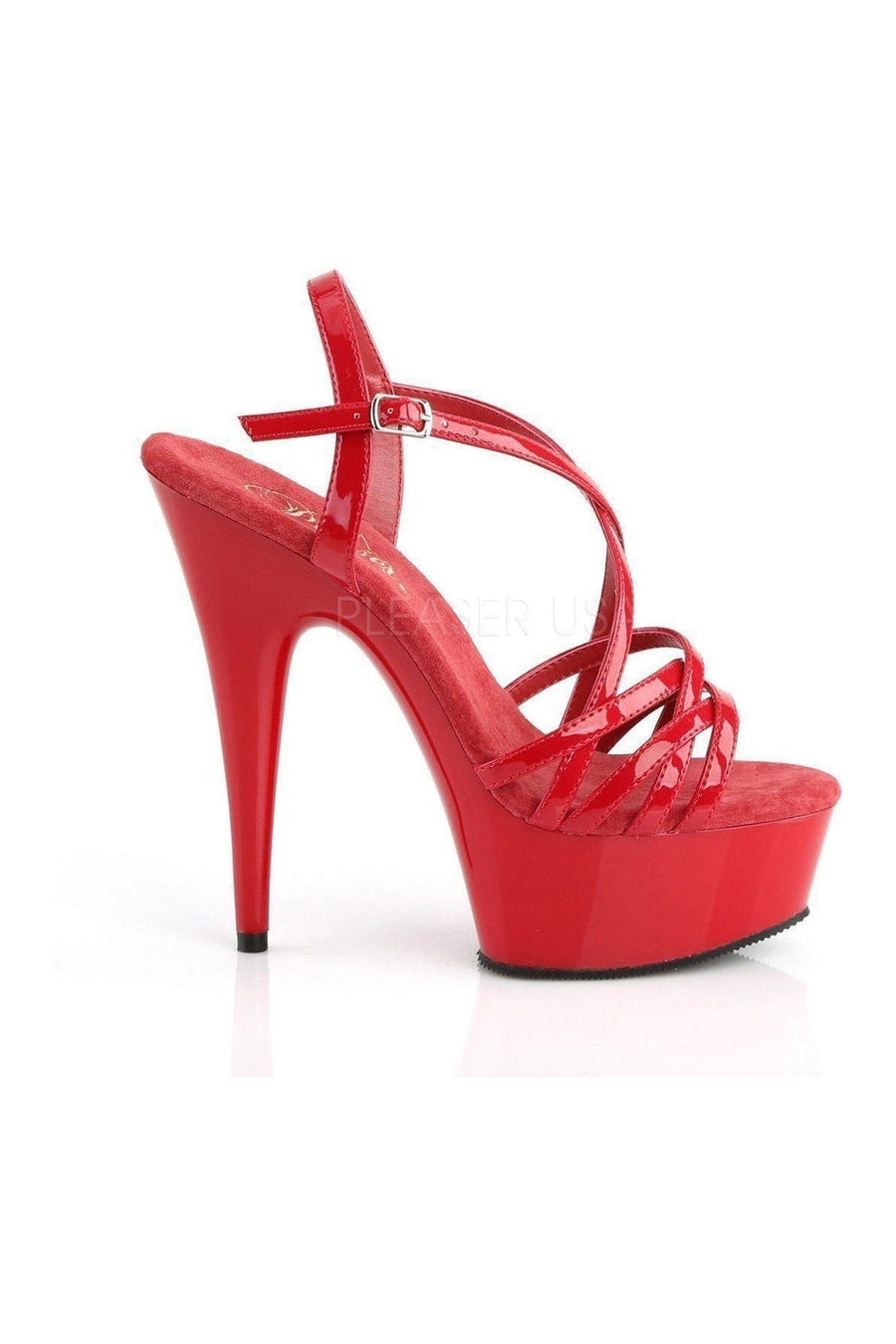 Pleaser DELIGHT-613 Platform Sandal in Red Patent
