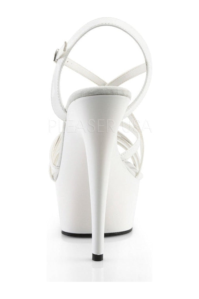 Pleaser DELIGHT-613 Platform Sandal in White Patent