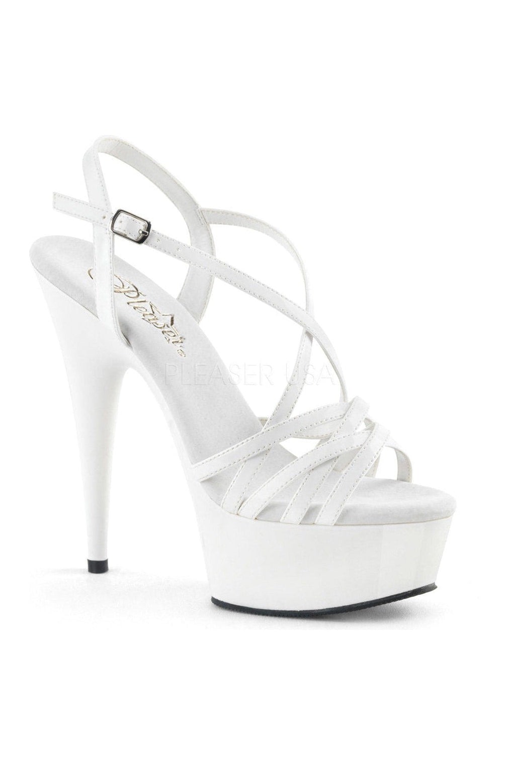 Pleaser DELIGHT-613 Platform Sandal in White Patent from SexyShoes.com
