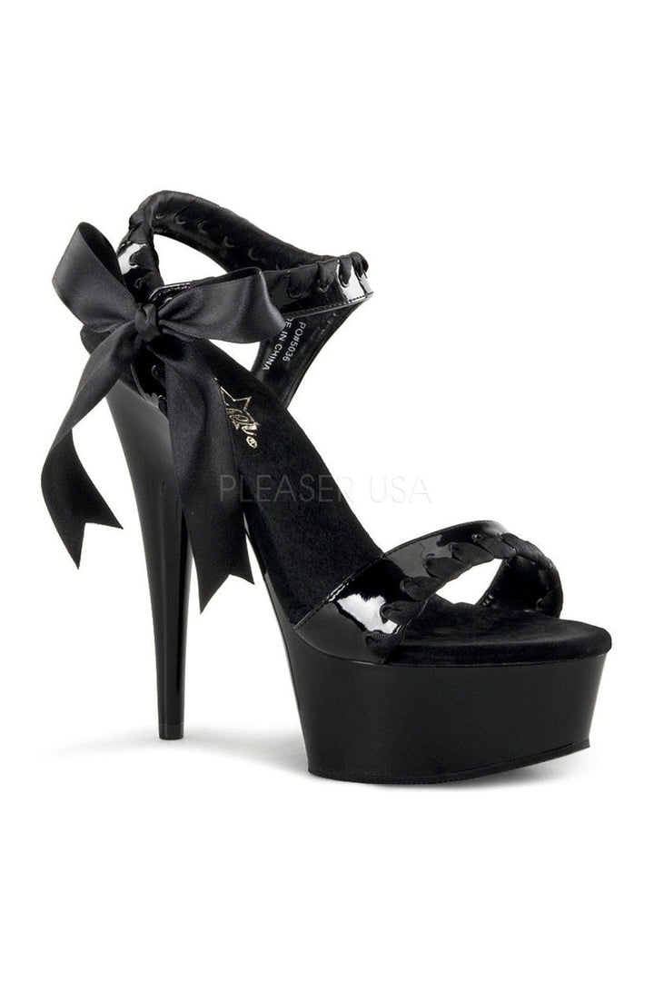 DELIGHT-615 Platform Sandal | Black Patent-Pleaser-Black-Sandals-SEXYSHOES.COM