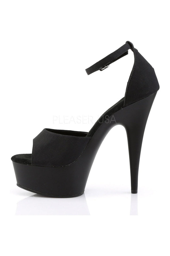 DELIGHT-618PS Platform Sandal | Black Fabric-Pleaser-Sandals-SEXYSHOES.COM