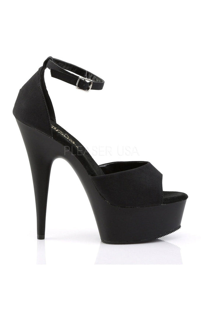 DELIGHT-618PS Platform Sandal | Black Fabric-Pleaser-Sandals-SEXYSHOES.COM