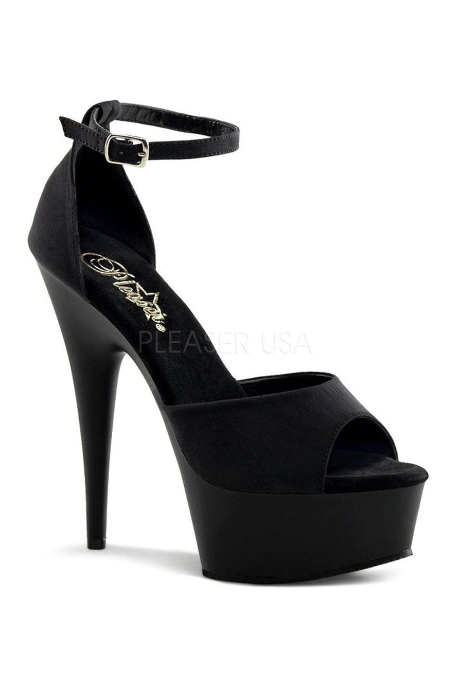 DELIGHT-618PS Platform Sandal | Black Fabric-Pleaser-Black-Sandals-SEXYSHOES.COM