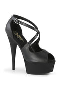 DELIGHT-621 Exotic Sandal | Black Faux Leather