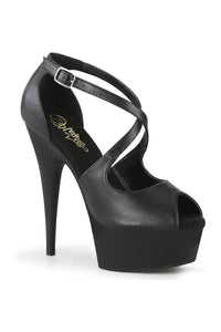 Pleaser DELIGHT-621 Exotic Sandal in Black Faux Leather from SexyShoes.com