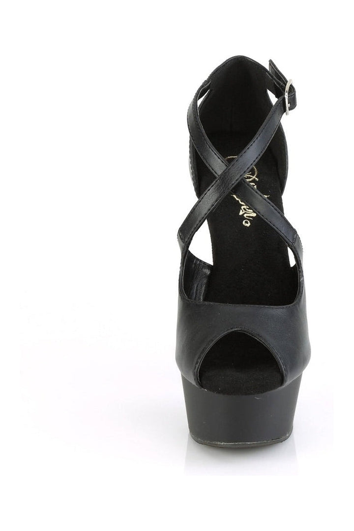 DELIGHT-621 Exotic Sandal | Black Faux Leather